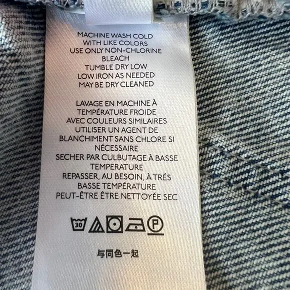 FP We The Free Dogtown Cutoff Bermuda Shorts Blue Denim Baggy Distressed Size 27 - Picture 14 of 14